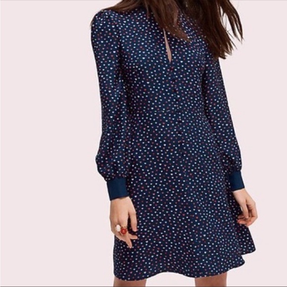 Kate Spade Lips Crepe Dress In Parisian Navy 4 - Picture 2 of 7